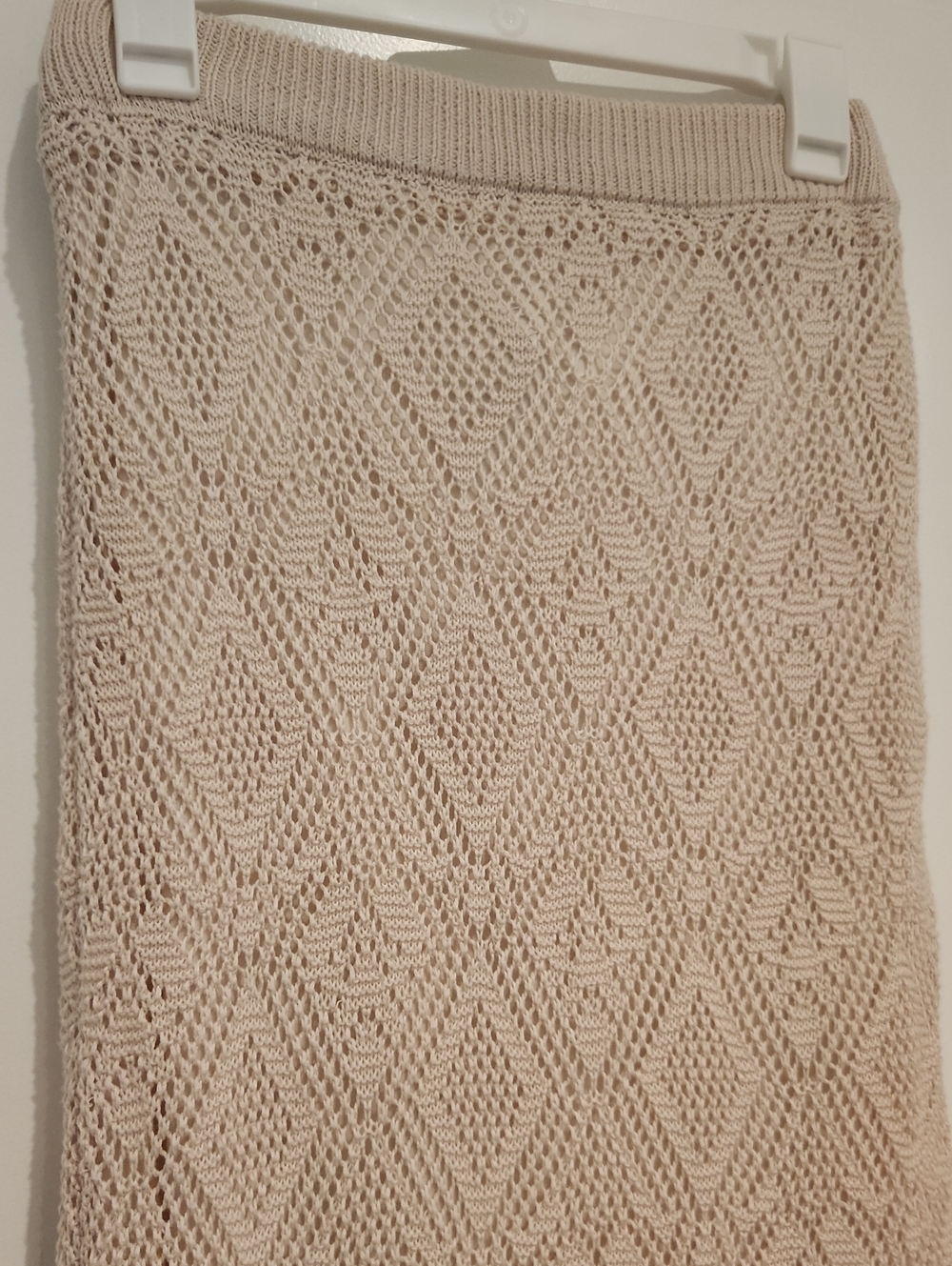 Freshman 1996 Neutral Cream Crochet Knit Midi Skirt Bohemian - Picture 2 of 8